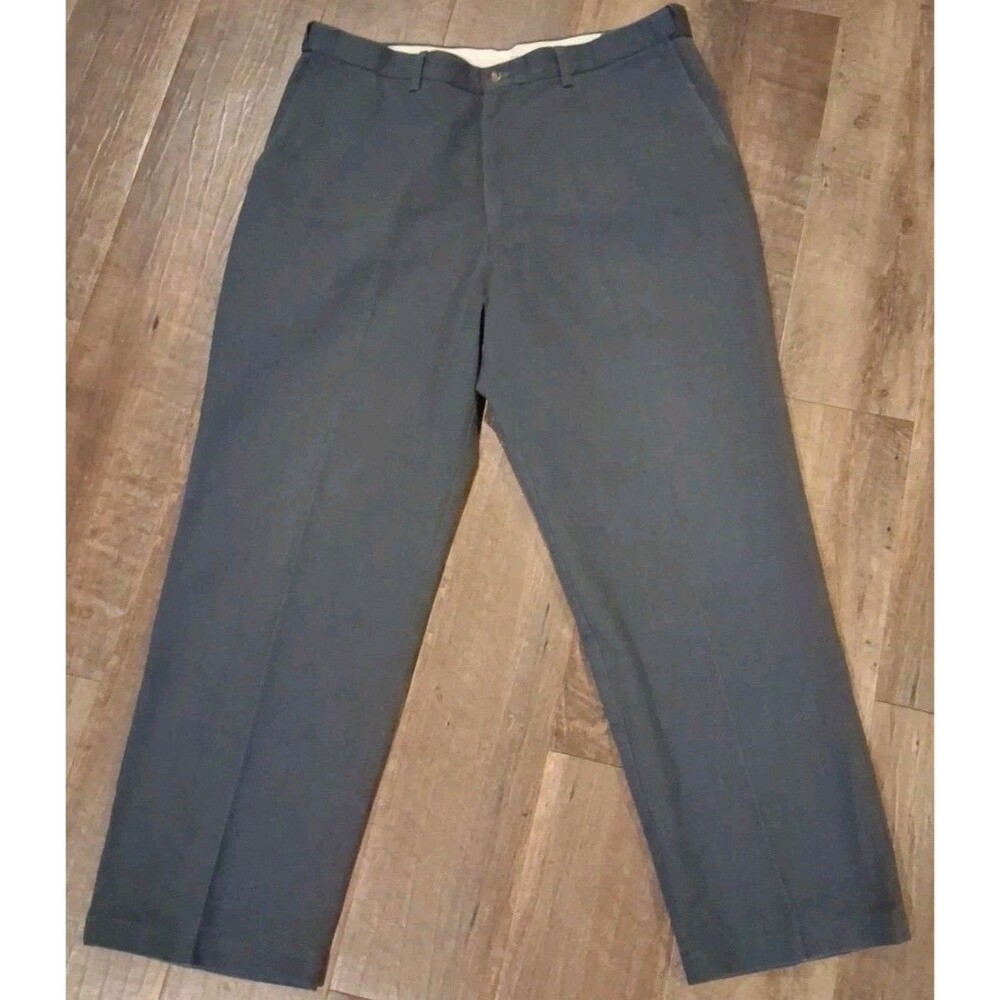 Hagger Mens 38x30 Signature Dress Pants Gray Classic Fit Casual Trousers Khaki